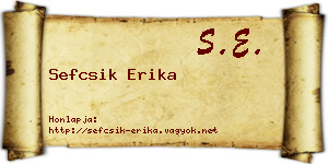 Sefcsik Erika névjegykártya